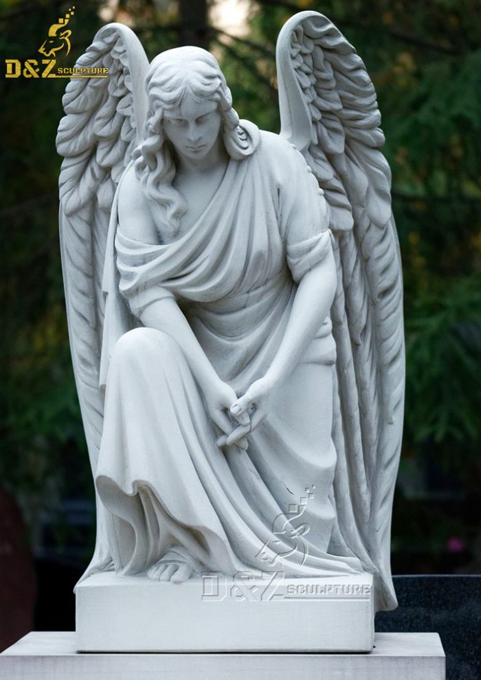 Hand Carved Marble Weeping Angel Monument Tombstone Statue DZM-1422