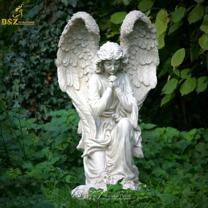 Hand carved sad praying weeping angel marble cemetery statue DZM-1425