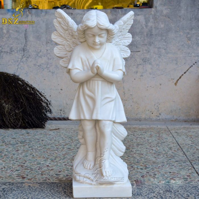 High quality marble carving life size prayer girl angel garden statue DZM-1402