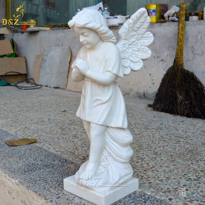 High quality marble carving life size prayer girl angel garden statue DZM-1402