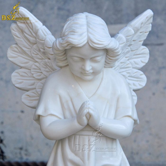 High quality marble carving life size prayer girl angel garden statue DZM-1402