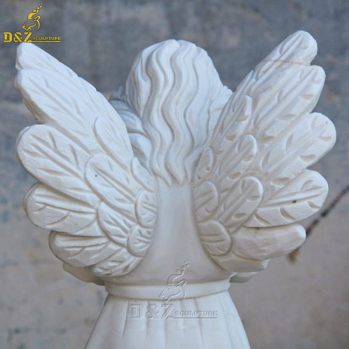 High quality marble carving life size prayer girl angel garden statue DZM-1402