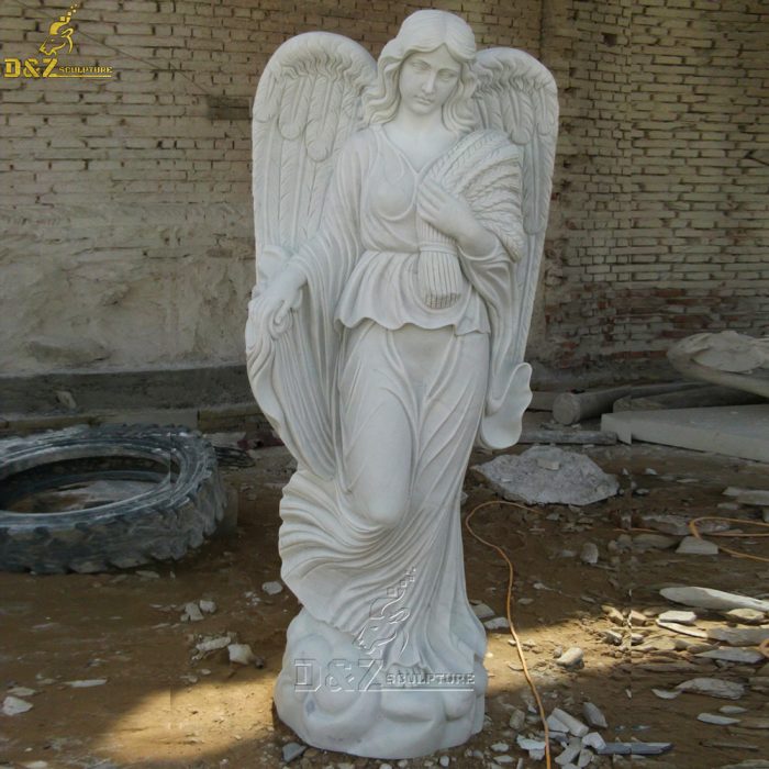 High quality outdoor garden marble stone angel sculpture statue large sculpture DZM-1427