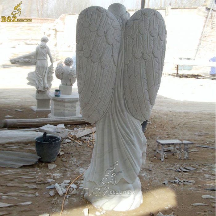 High quality outdoor garden marble stone angel sculpture statue large sculpture DZM-1427