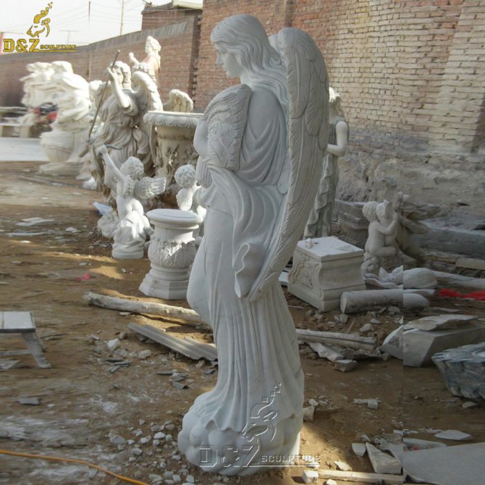 High quality outdoor garden marble stone angel sculpture statue large sculpture DZM-1427