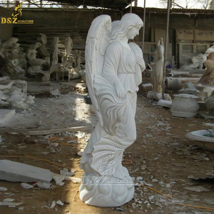 High quality outdoor garden marble stone angel sculpture statue large sculpture DZM-1427