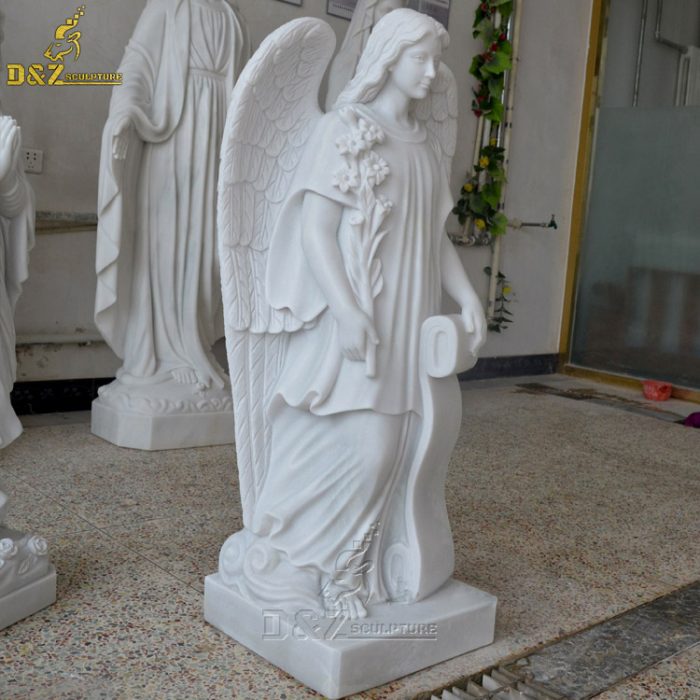 Large Indoor White Marble Figure Angel Human Statues With Wings DZM-1403