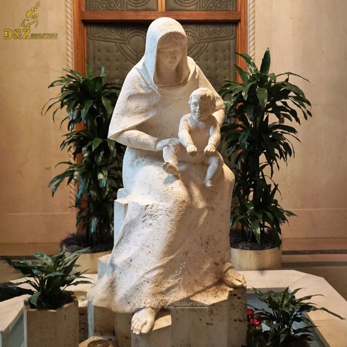 Life size seated mother mary and children statues for sale DZM-1379