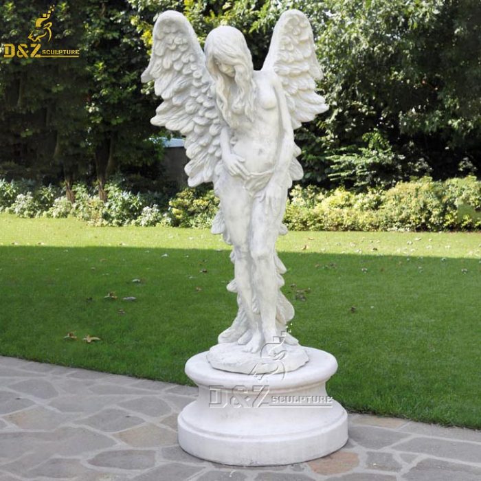 Modern Garden Marble Stone White Angel Statue DZM-1443