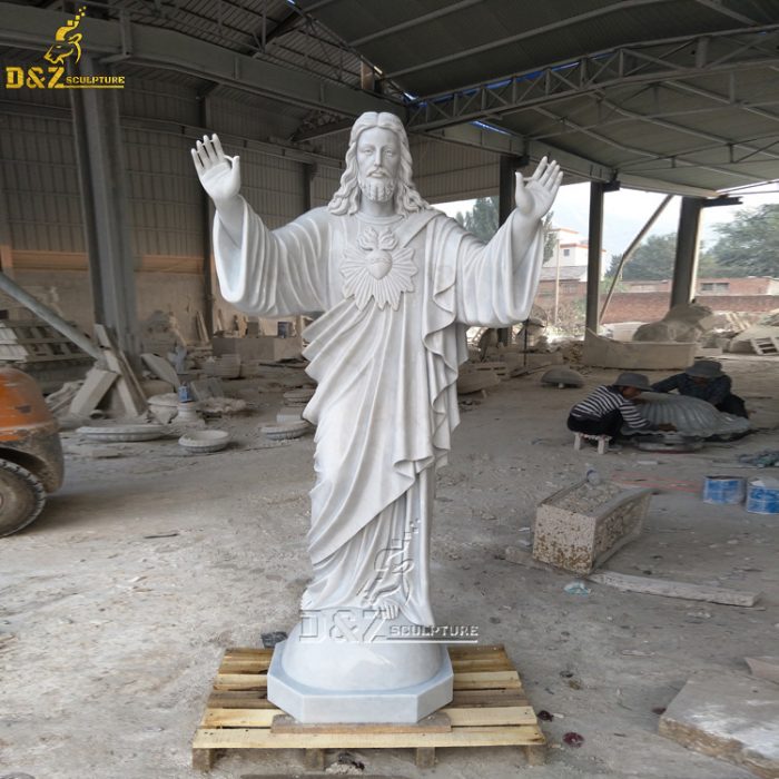 Natural marble sacred heart of jesus statue for sale DZM-1503