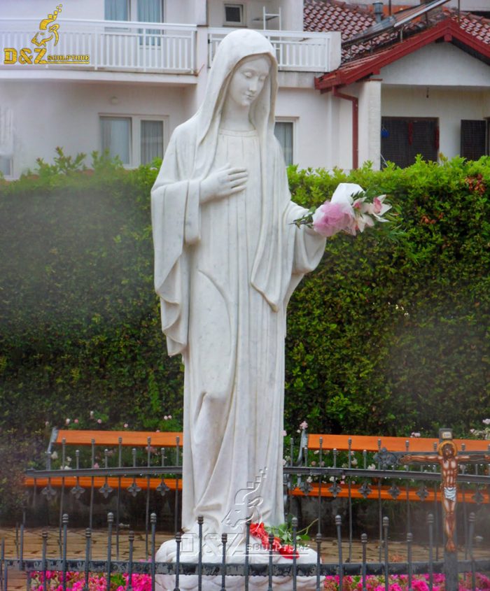 Outdoor Hospital Plaza Sculpture Marble Virgin Mary Statue DZM-1474