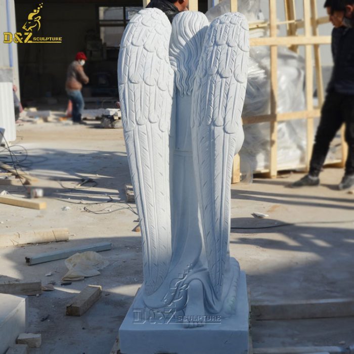 Outdoor decoration stone carving angel sculpture cemetery marble angel grail statue for sale DZM-1405