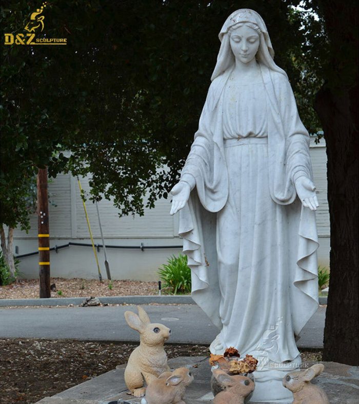 Outdoor garden decoration life size stone religious statues marble stone virgin mary statue DZM-1383