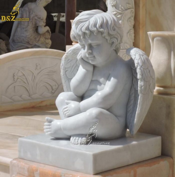 Stone Carving Famous Marble Cherub Angel Statues DZM-1455