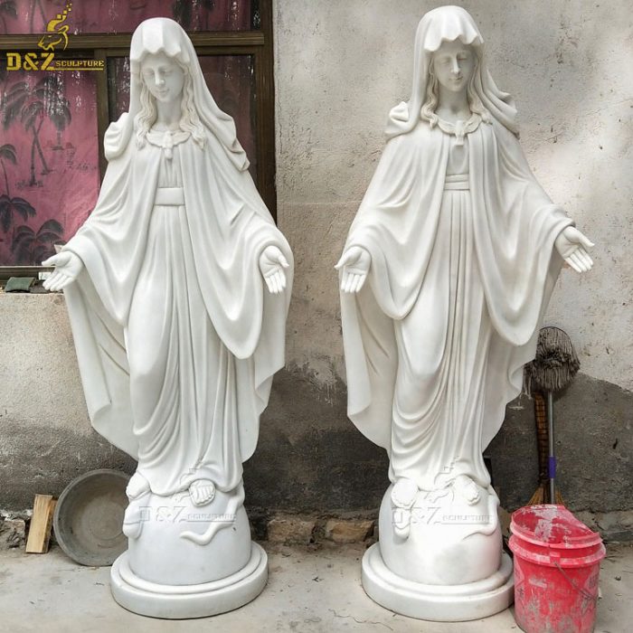 White Marble Stone Made Figurine Mother Virgin Mary Statue Religious Statues Virgin Mary DZM-1387