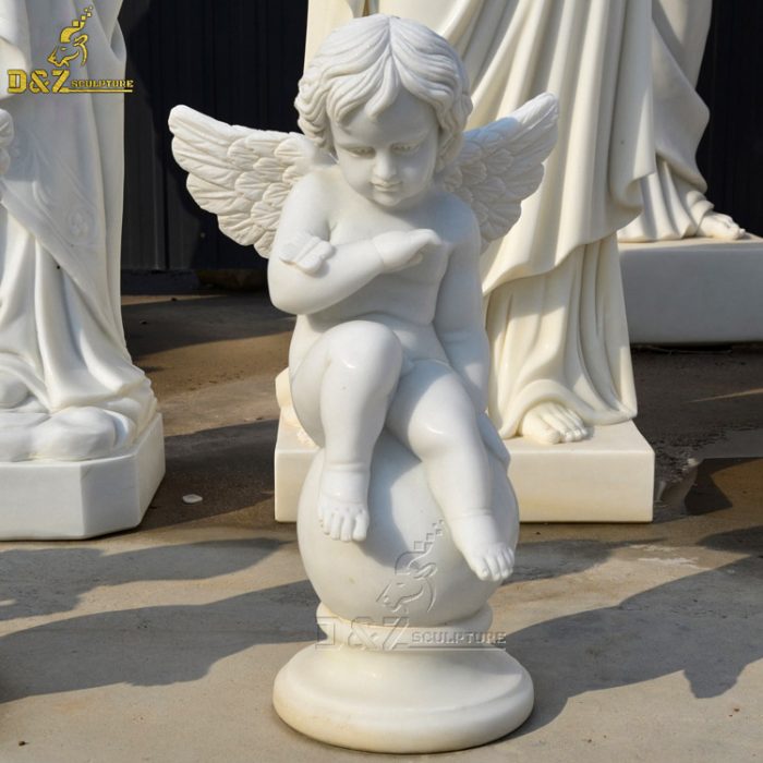 White marble hand carved baby angel sculpture DZM-1398