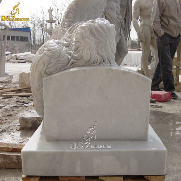 White marble outdoor memorial garden angel statues DZM-1508