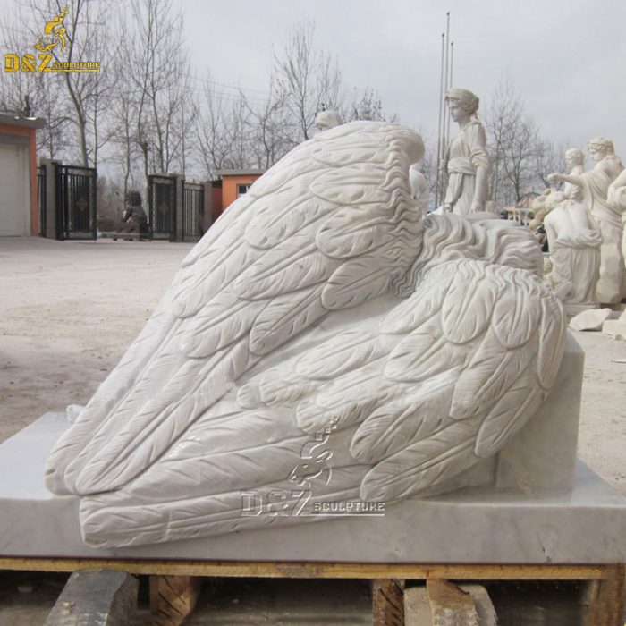 White marble outdoor memorial garden angel statues DZM-1508