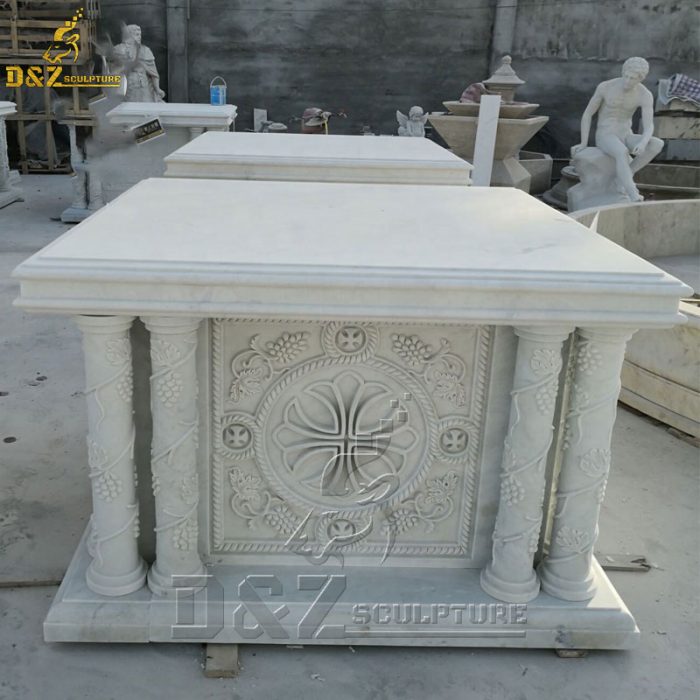 Custom Hand Carved Religious Natural Stone Altar For Church DZM-1548