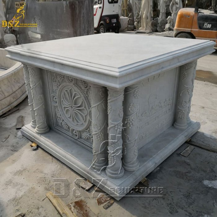 Custom Hand Carved Religious Natural Stone Altar For Church DZM-1548