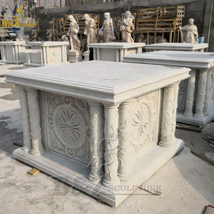 Custom Hand Carved Religious Natural Stone Altar For Church DZM-1548