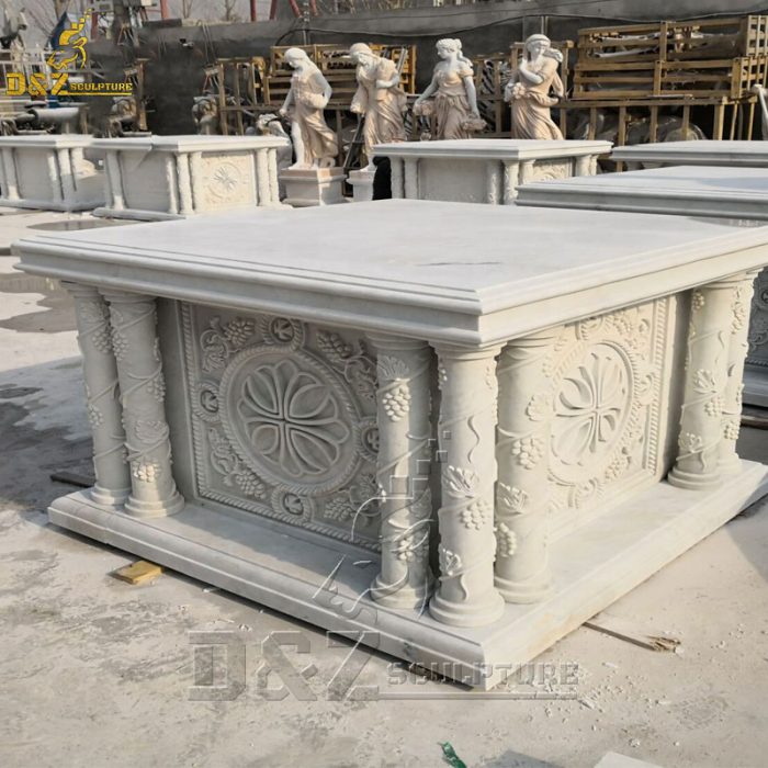 Custom Hand Carved Religious Natural Stone Altar For Church DZM-1548