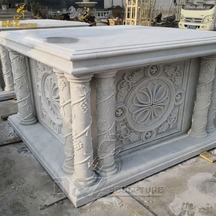 Custom Hand Carved Religious Natural Stone Altar For Church DZM-1548