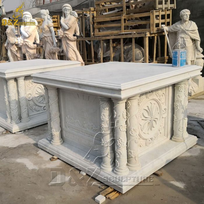 Custom Hand Carved Religious Natural Stone Altar For Church DZM-1548