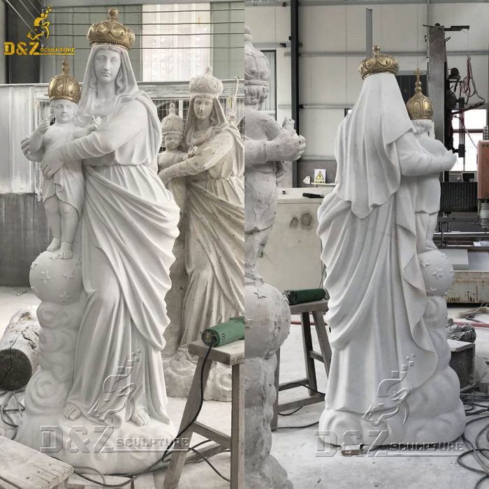 Custom life-size white marble virgin mary statue DZM-1515