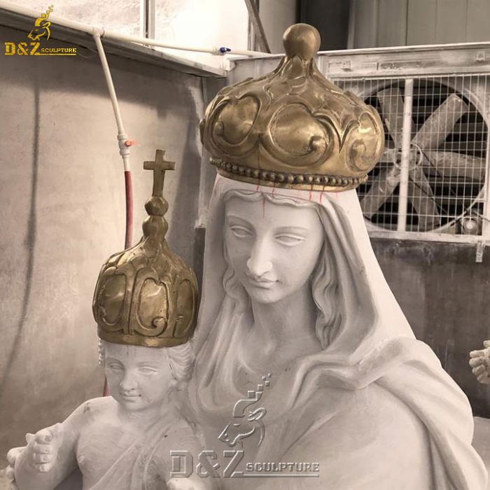 Custom life-size white marble virgin mary statue DZM-1515