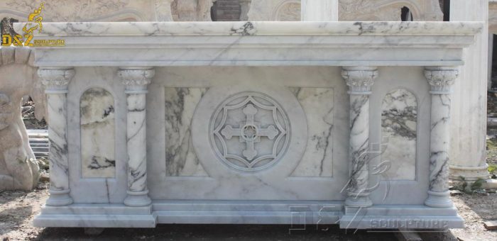 Customized Hand Carved Religious Holy Natural Marble Stone Altar For Church DZM-1538