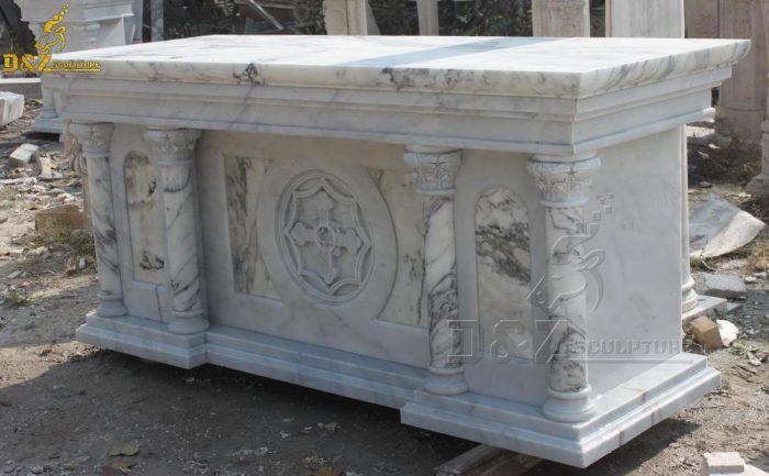 Customized Hand Carved Religious Holy Natural Marble Stone Altar For Church DZM-1538