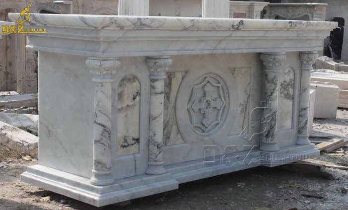 Customized Hand Carved Religious Holy Natural Marble Stone Altar For Church DZM-1538