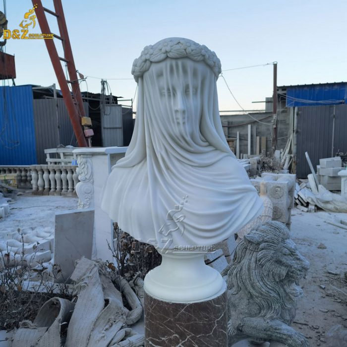 Famous sculptor designed marble veiled mary sculpture of replica DZM-1521