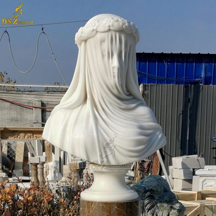 Famous sculptor designed marble veiled mary sculpture of replica DZM-1521