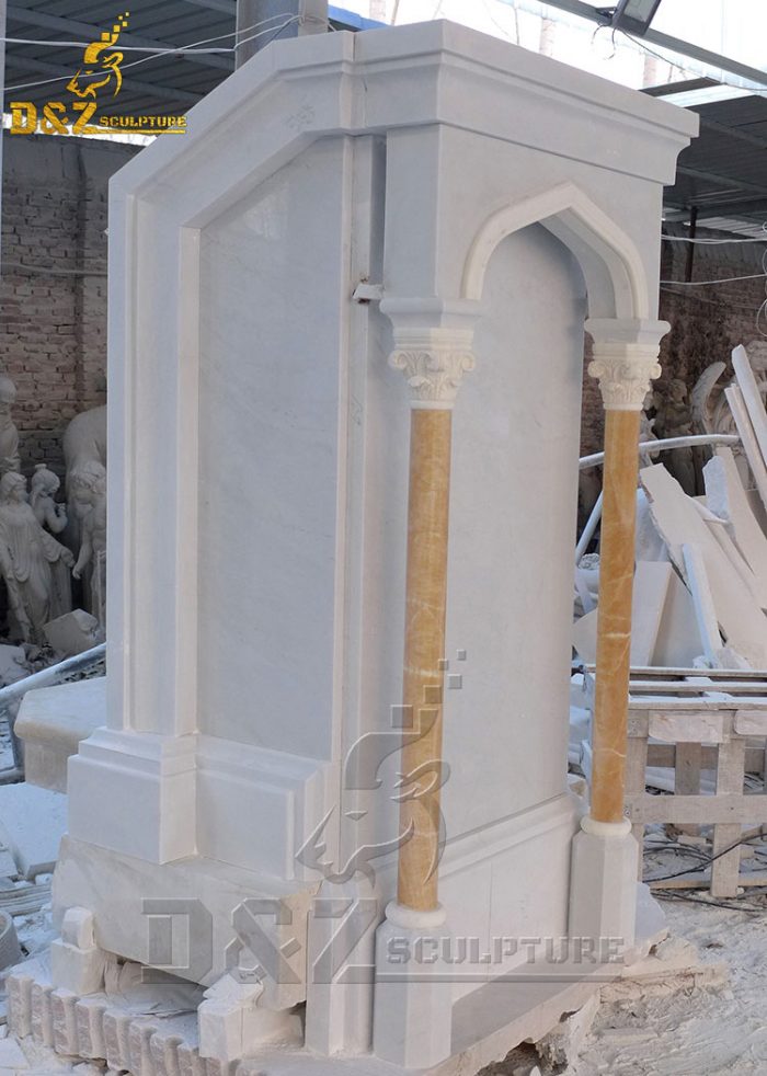 Hand Carved Church Ambo White Marble Polishing The Pulpit DZM-1551