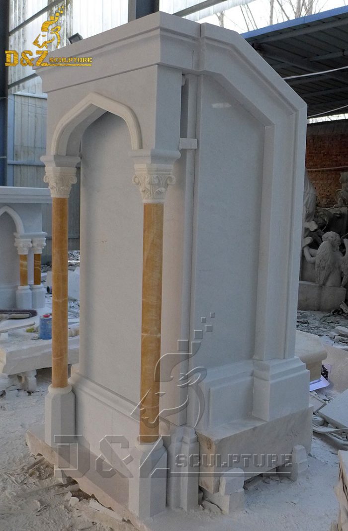 Hand Carved Church Ambo White Marble Polishing The Pulpit DZM-1551