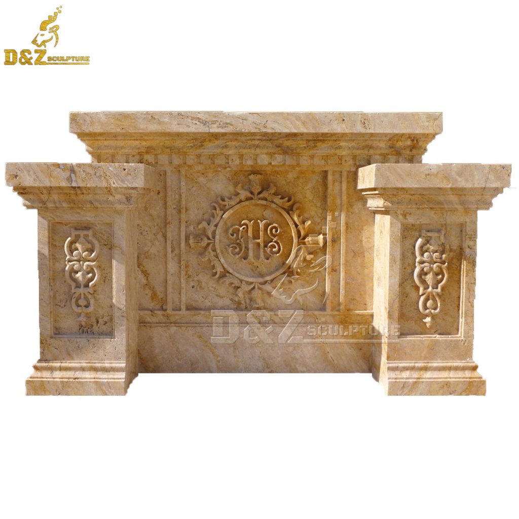 Hand carved stone beige marble church altar table DZM-1540 | D&Z custom