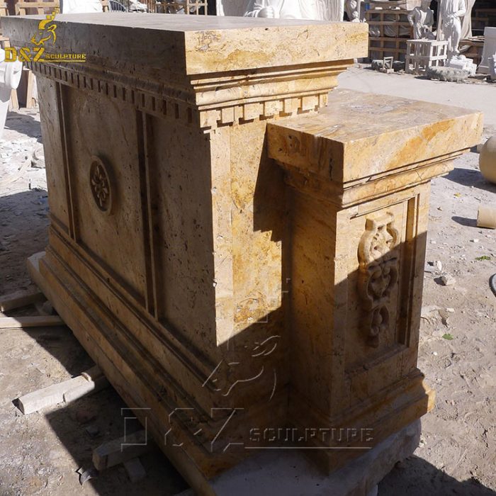 Hand carved stone beige marble church altar table DZM-1540