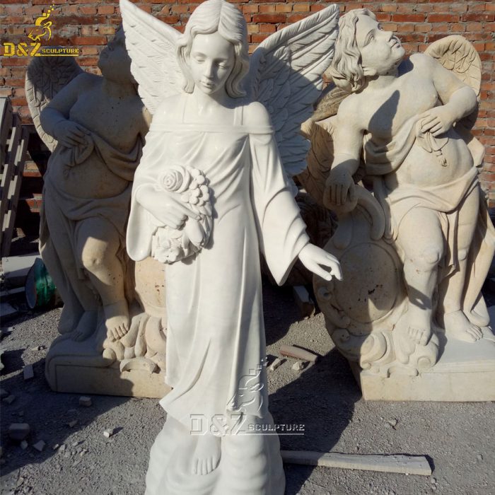 Lovely marble decorative sculpture outdoor angel statues DZM-1511