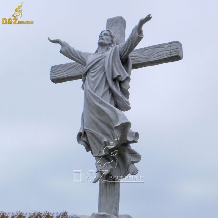 Marble jesus ascension statue custom jesus cross statue DZM-1532