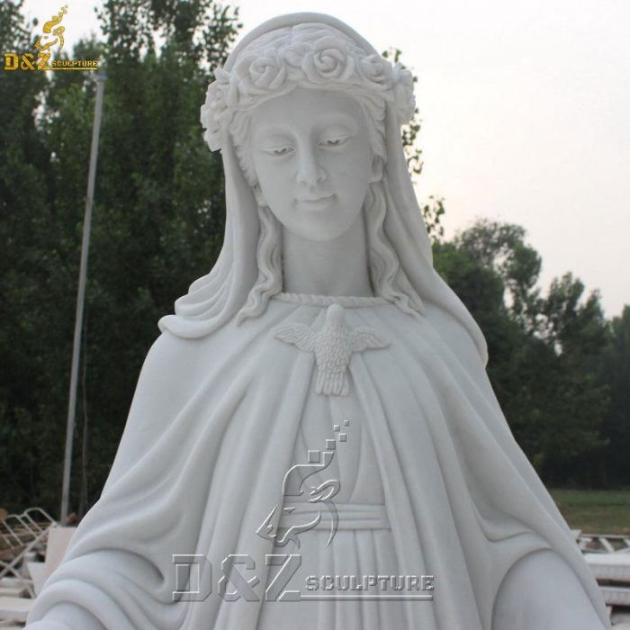 Stock outdoor religious statues mary with a wreath DZM-1517