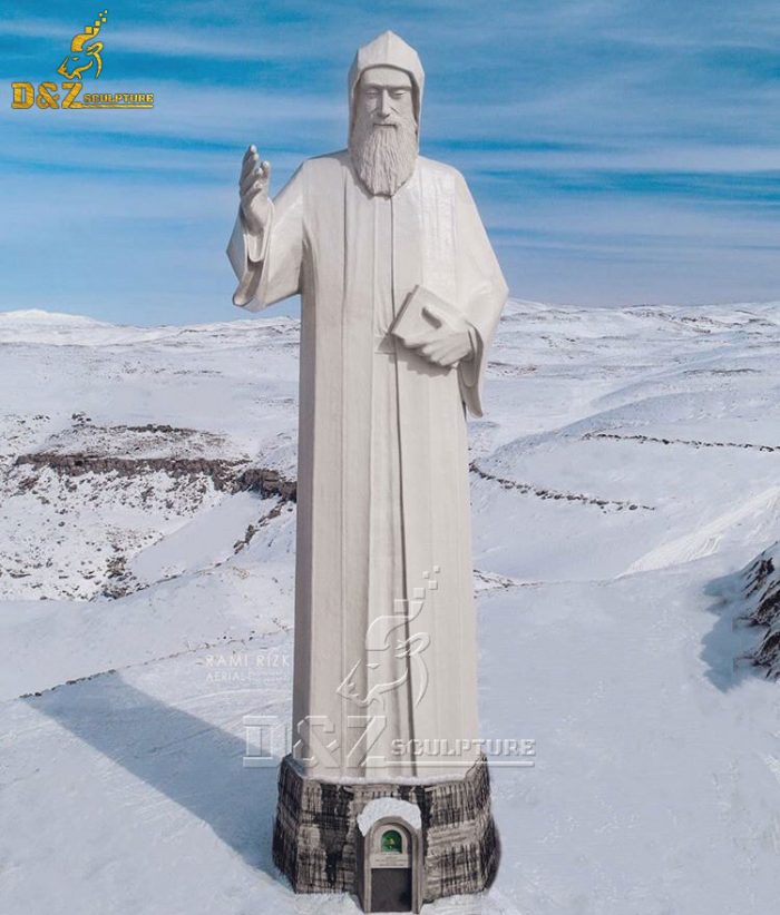 Custom white marble saint charbel sculpture DZM-1565