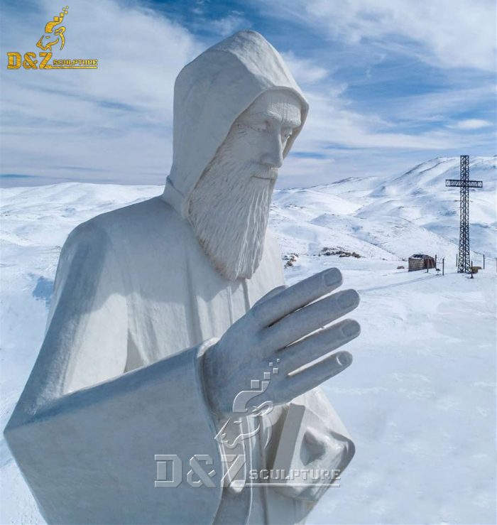 Custom white marble saint charbel sculpture DZM-1565