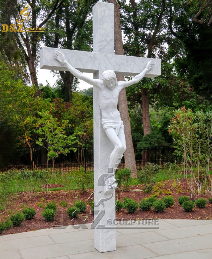 Garden natural marble crucifixion of jesus statue DZM-1555