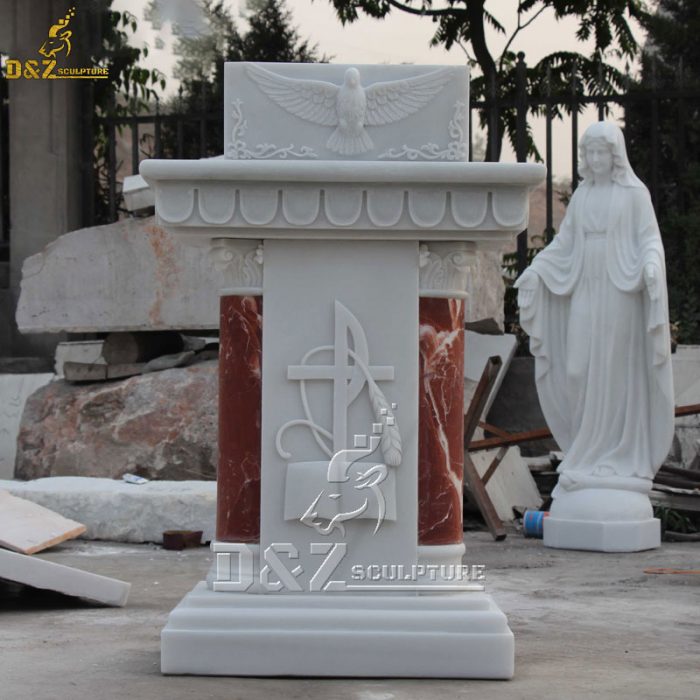 Customized Hand Carved White Marble Church Pulpit DZM-1580