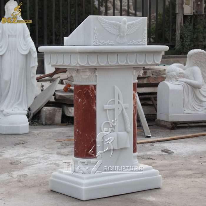 Customized Hand Carved White Marble Church Pulpit DZM-1580