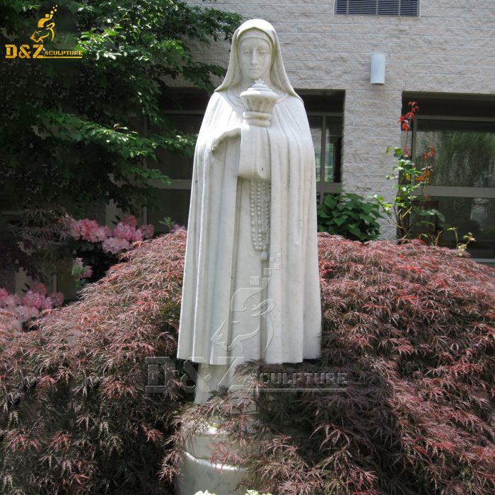 Marble Saint Clare sculpture holding a pyx DZM-1590