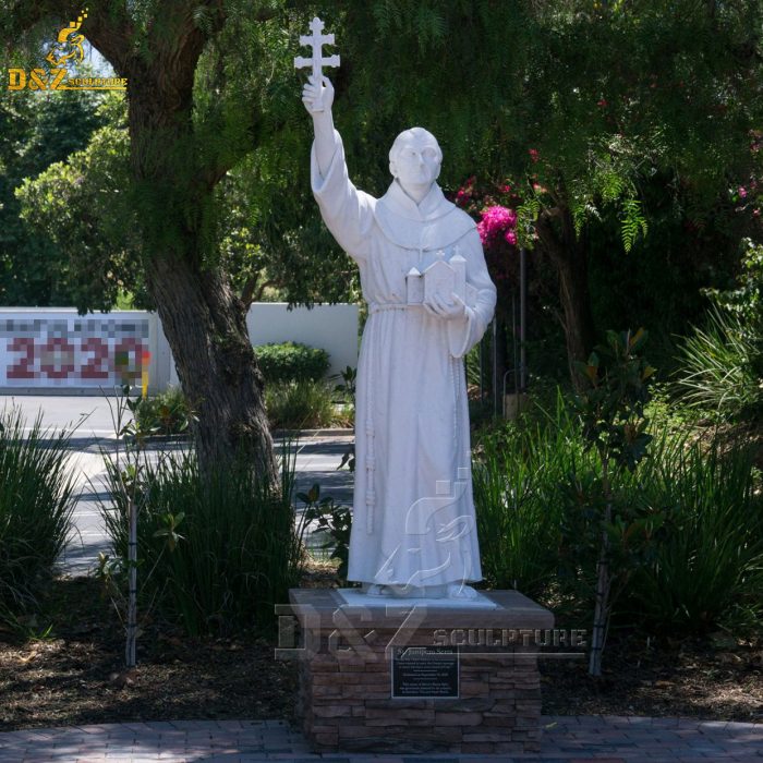 Outdoor marble St Junipero Serra sculpture for sale DZM-1589