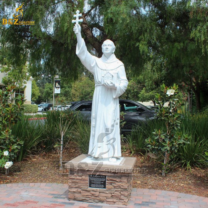 Outdoor marble St Junipero Serra sculpture for sale DZM-1589